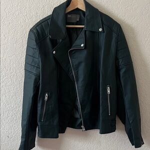 ASOS Men's Dark Green Faux Leather Jacket